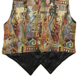 Womens Multicolour Button Jacket L Woven Patterned Waistcoat Stylish Elegant
