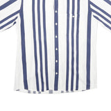 ALBA MODA Mens Blue & White Stripe Shirt M Cotton Button Short Sleeve Casual