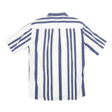 ALBA MODA Mens Blue & White Stripe Shirt M Cotton Button Short Sleeve Casual