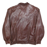 BEST UNIQUE Mens Brown Leather Zip Jacket XL Vintage Classic Casual Outerwear