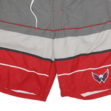 NHL Mens Shorts Red & Grey Striped L W30 Polyester Sports Swimwear