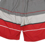 NHL Mens Shorts Red & Grey Striped L W30 Polyester Sports Swimwear