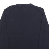 TOMMY HILFIGER Mens Navy Plain Cotton Crew Neck Jumper L Smart Casual Knitwear