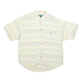 RALPH JANSON Mens Beige & Grey Striped Casual Shirt L Cotton Blend Summer