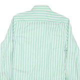 TOMMY HILFIGER Mens Green & White Striped Cotton Blend Shirt M Classic Fit