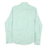 TOMMY HILFIGER Mens Green & White Striped Cotton Blend Shirt M Classic Fit