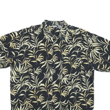 OP SPORT Mens Black & Cream Leaf Print Shirt 2XL Cotton Blend Short Sleeve