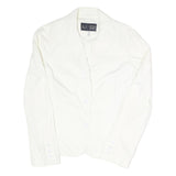 ARMANI JEANS Womens White Jacket S Cotton Blend Button Plain Classic Tailored
