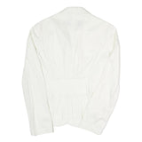 ARMANI JEANS Womens White Jacket S Cotton Blend Button Plain Classic Tailored