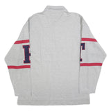 TOMMY HILFIGER Mens Grey Red Athletics Long Sleeve Polo Shirt XL Cotton Blend
