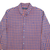 RALPH LAUREN Mens Blue & Orange Check Shirt L Cotton Blend Classic Button-Down