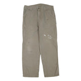 CARHARTT Mens Cotton Blend Beige Regular Straight Trousers W36 L32 Workwear Zip