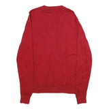 NAUTICA Mens Red Plain V-Neck Basic Knit Jumper M Casual Comfort Cotton Blend