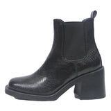 H&M Womens Black Chelsea Boots Leather UK 5 Stylish Textured Pattern Heel
