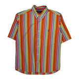 Ralph Lauren Striped Short Sleeve Shirt - Large Multicoloured Cotton