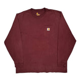 Carhartt Long Sleeve T-Shirt - XL Burgundy Cotton