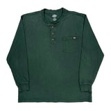 Dickies Henley Long Sleeve T-Shirt - XL Green Cotton