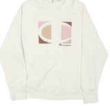 CHAMPION Womens White Graphic Hoodie XL Long Sleeve Crew Neck Cotton Blend