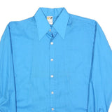 TEAGAL Mens Blue Plain Shirt L Long Sleeve Button Collar Classic Fit