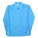 TEAGAL Mens Blue Plain Shirt L Long Sleeve Button Collar Classic Fit