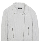 DIESEL Womens White Slim Cotton Jacket S Woven Zip Collar Stylish Lightweight