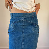 Unbranded Midi Denim Skirt - 28W UK 8 Blue Cotton