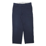 DICKIES Mens Regular Fit Navy Blue Cotton Blend Trousers W35 L28 Workwear Zip