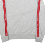 TOMMY HILFIGER Mens Grey Crew Neck M Cotton Sweatshirt with Branded Sleeve Tape