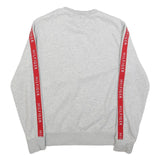 TOMMY HILFIGER Mens Grey Crew Neck M Cotton Sweatshirt with Branded Sleeve Tape