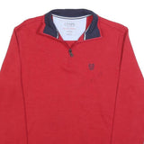 CHAPS Mens Red 1/4 Zip S Sweatshirt Cotton Blend Casual Pullover