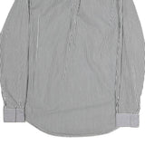 RALPH LAUREN Mens Blue & White Striped Shirt M Classic Cotton Long Sleeve Button