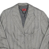 Mens Grey Pinstripe Button Jacket L Polyester Blend Classic Tailored