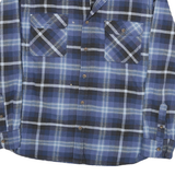JACHS Mens Blue & Black Check Flannel Shirt XL Classic Cotton Blend Casual