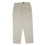 TIMBERLAND Mens Beige Cotton Blend Relaxed Leg Trousers W33 L31 Zip Closure