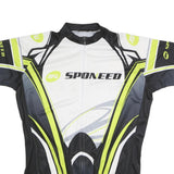 SPONEED Mens White & Black Cycling T-Shirt 2XL Short Sleeve Zip Neck Performance