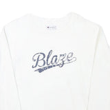 CHAMPION Mens White Blaze Crew Neck M Cotton Blend Pullover Sweatshirt