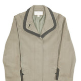 UN JOUR AILLEURS Womens Beige & Grey Button Wool Blend Jacket UK 8 Classic Fit