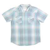 LEVI'S Mens Blue & Grey Plaid Short Sleeve Shirt M Casual Cotton Blend