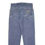 CARHARTT Mens Classic Blue Denim Straight Jeans Cotton Zip W34 L32 Workwear