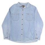 SCHMIDT Mens Blue Cotton Shirt XL Button Down Collar Casual Workwear