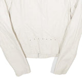 CLOCKHOUSE Womens White & Silver Faux Leather Biker Jacket UK 12 Zip Plain