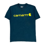 Loose Fit Carhartt Spellout T-Shirt - Small Blue Cotton