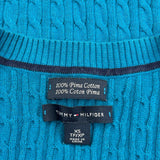 Tommy Hilfiger Cable Knit Jumper - XS Blue Cotton