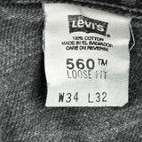 560 Levis Jeans - 34W 32L Gray Cotton