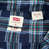 Levis Checked Flannel Shirt - Medium Blue Cotton