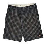 Dickies Checked Shorts - 34W 11L Black Cotton