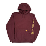 Carhartt Spellout Hoodie - Medium Burgundy Cotton