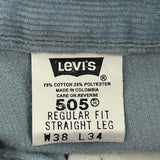 505 Levis Cord Trousers - 38″ Waist Blue Cotton Blend