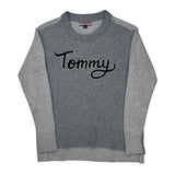 Tommy Hilfiger Spellout Sweater - Small Gray Cotton