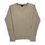 Tommy Hilfiger Cable Knit Sweater - Large Beige Cotton